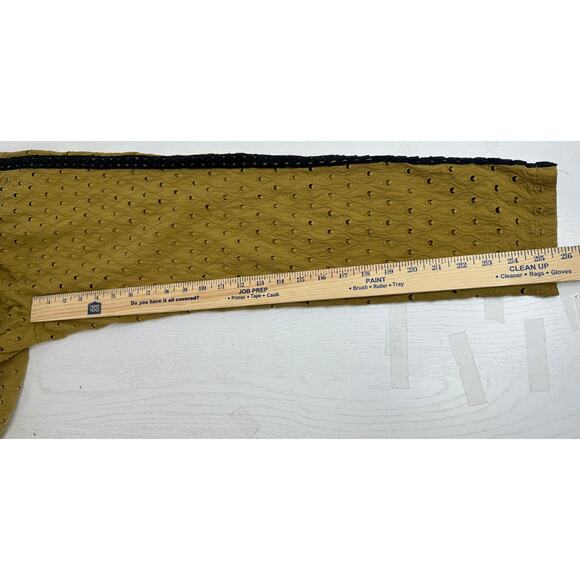 Anthropologie Cropped Pants Green Black Eyelet Fabric Elastic Waist Bohemian XS - Picture 7 of 10